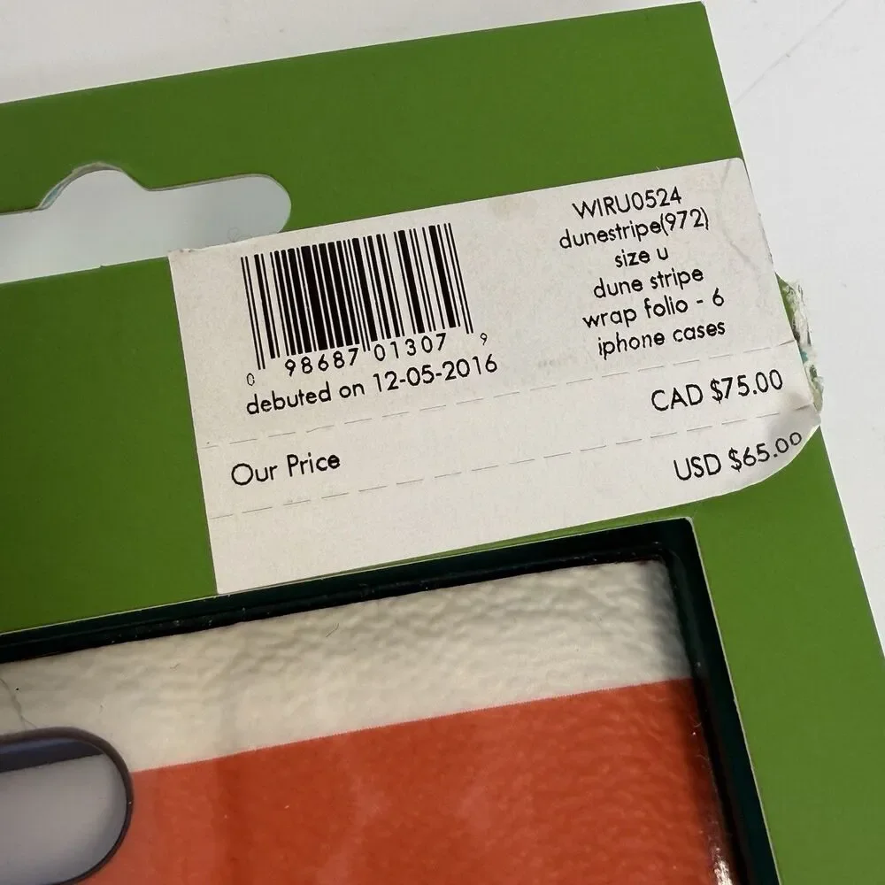 Kate Spade Leather Wrap Folio Iphone Case Dune Stripe iPhone 6 & iPhone 6S New